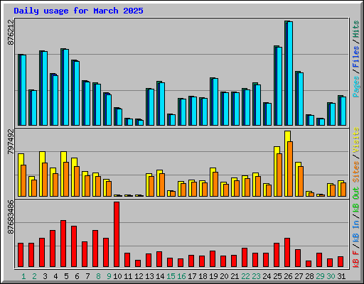 Daily usage for March 2025